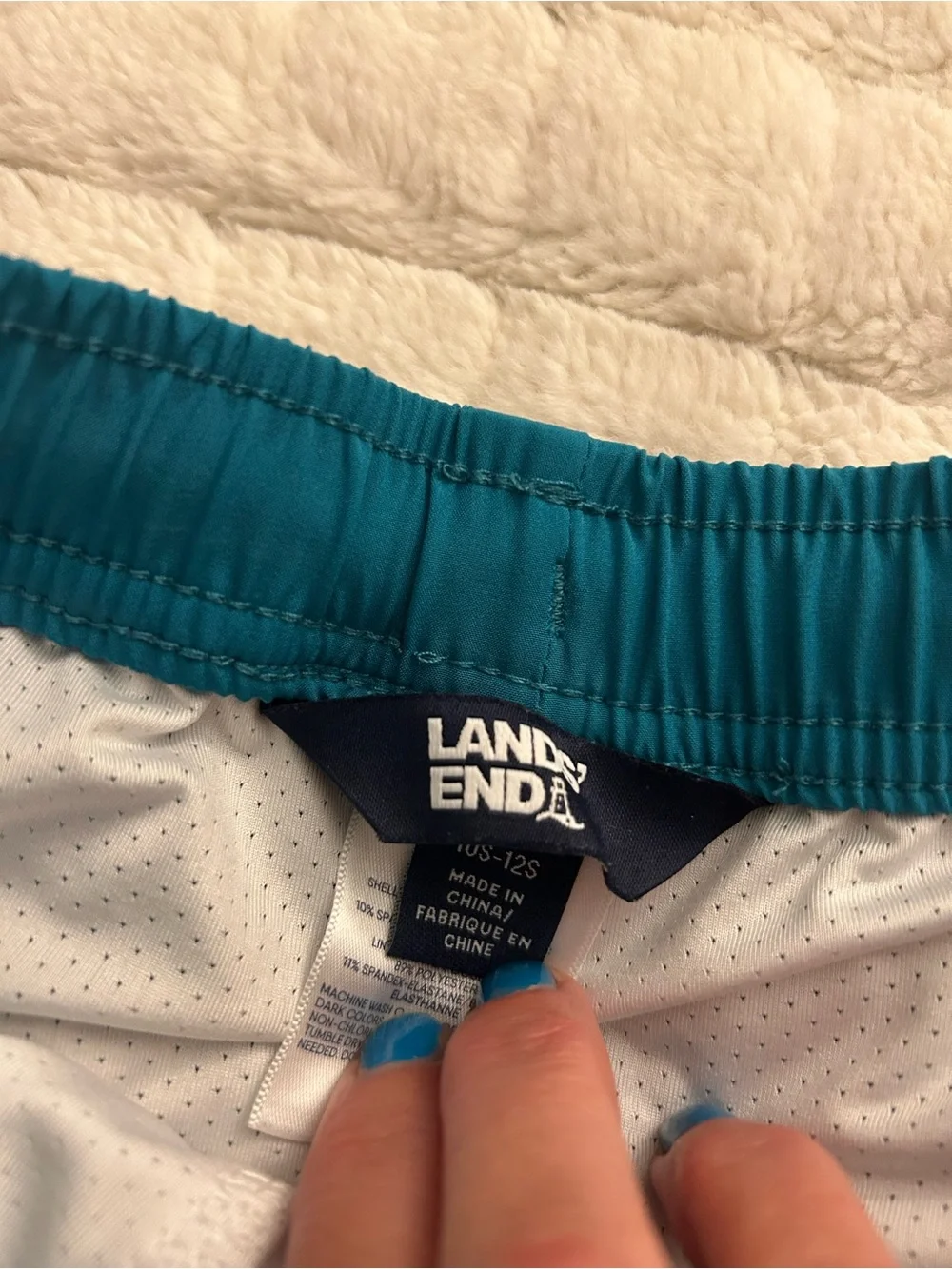 Lands' End Teal Elastic-Waist Swim Shorts plus 2nd pair art class M